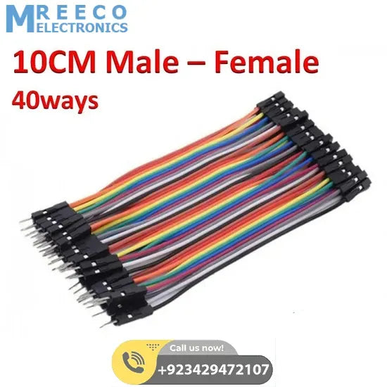 10Cm Pin To Hole Jumper Wire Dupont Line 40 Pin Male To Female Arduino Jumper Wires - Back View