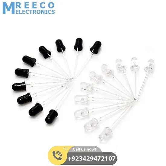 IR Infrared LED Transmitter And Receiver Pair For Arduino/Raspberry-Pi/Robotics - Front View