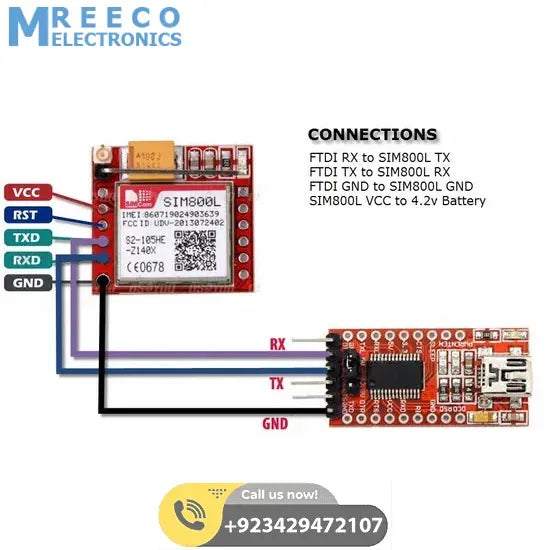 SIM800L GSM Module Micro Sim Card Board - Back View