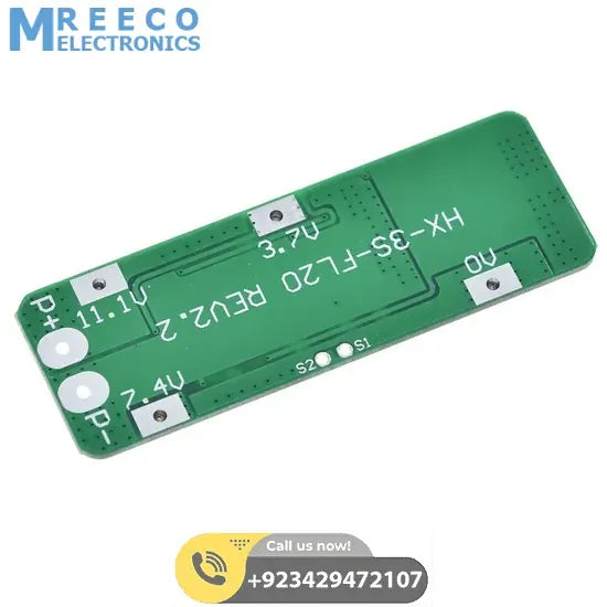 3S BMS 20A Li-ion Lithium Battery 18650 PCB Charger Protection Board - Back View