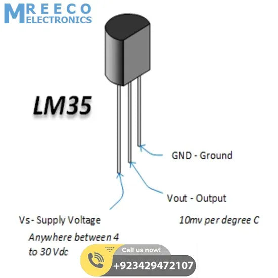 Original LM35 Temperature Sensor - Back View