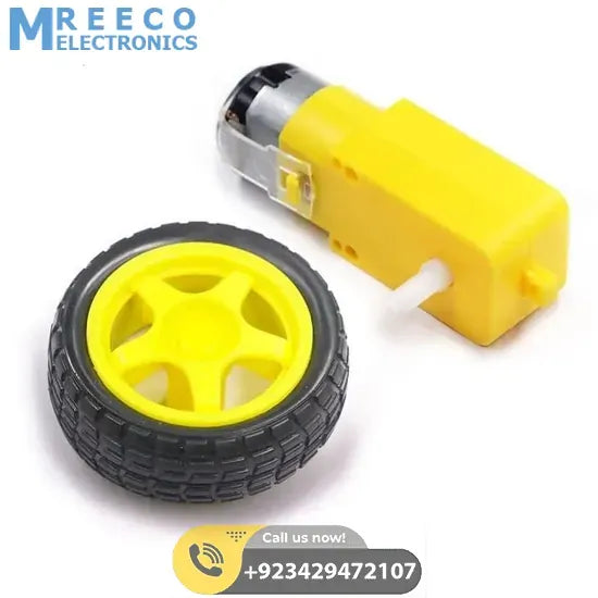 RC Car TT Gear Motor DC 3V-6V Robot Smart Robot Car Tyre Wheel Gear Motor Set DC 3-6V - Back View