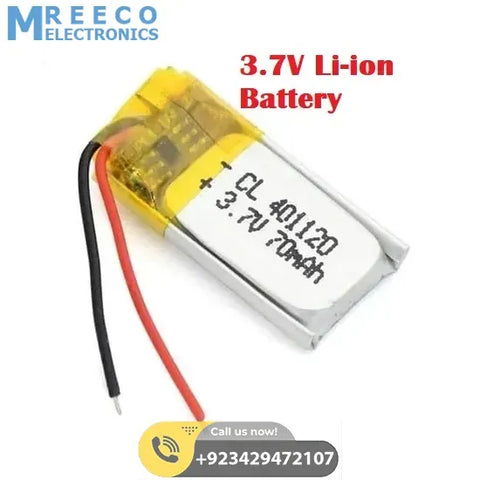 3.7V 70mah Lithium ion Li-ion Battery - Front View