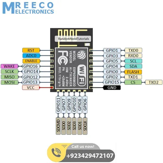 ESP-12 ESP8266-12e Wifi Module Wireless IoT Board Module - Back View