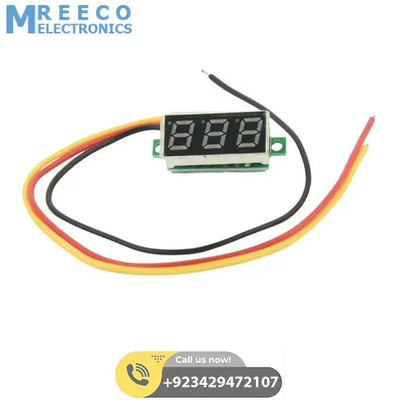 Three wire 0.28 Inch LED Mini DC Voltmeter - Side View