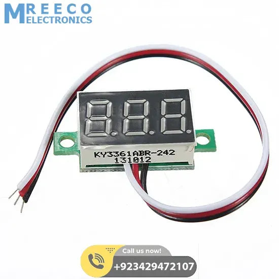 Three wire 0.28 Inch LED Mini DC Voltmeter - Back View