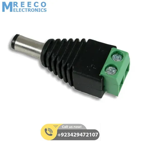 Male 2.1mm X 5.5mm DC Power Plug Jack Adapter Wire Connector DC Jack - Front View