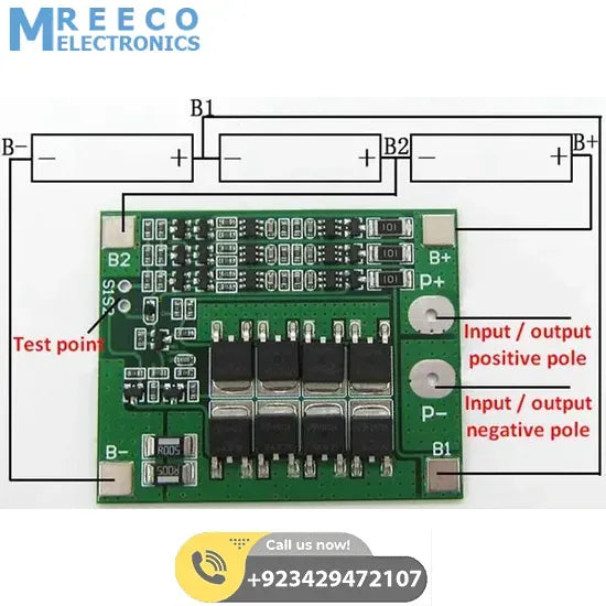 3S 25A BMS Circuit Li-ion Battery Charging Protection 3SJH25A-C In Pakistan - Back View