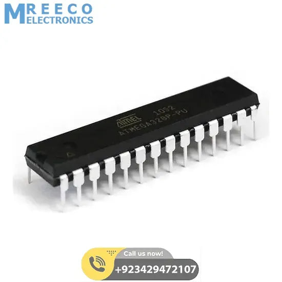 Original ATMEGA328 28 Pin ATMEGA328P-PU Microcontroller - Front View