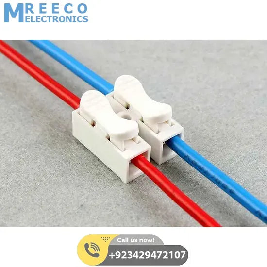2 Point Quick Connector Cable Clamp Terminal Block Spring Connector Wire - Front View