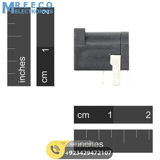 2.1x5.5mm DC Jack PCB Mount Internal Barrel Connector - Top View