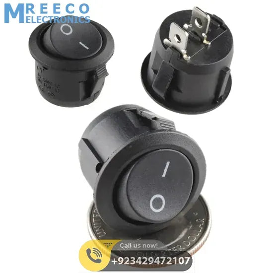 KCD-107 SPST Round Rocker Switch Button - Front View