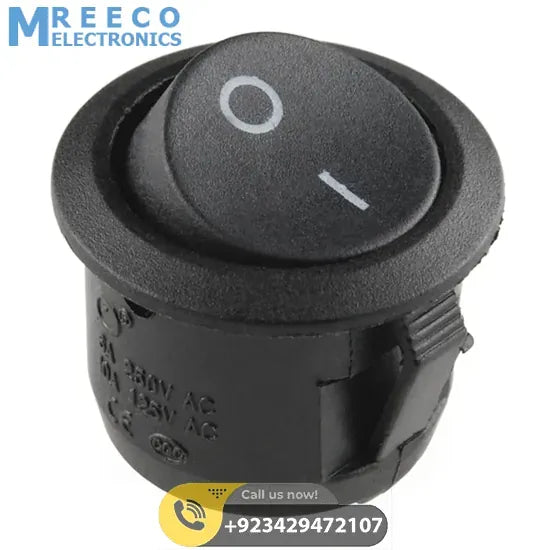 KCD-107 SPST Round Rocker Switch Button - Side View