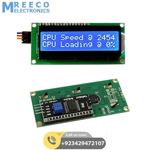 PCF8574T IIC I2C 1602 Blue/Green Backlight LCD Display Module For Arduino - Front View