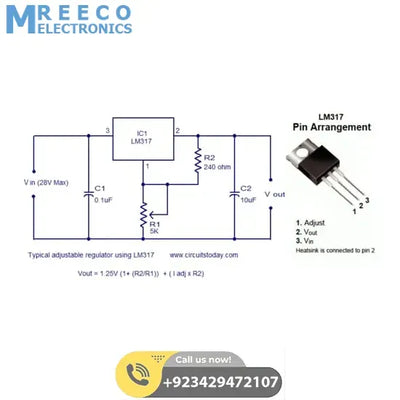 Adjustable Voltage Regulator LM317 - Side View