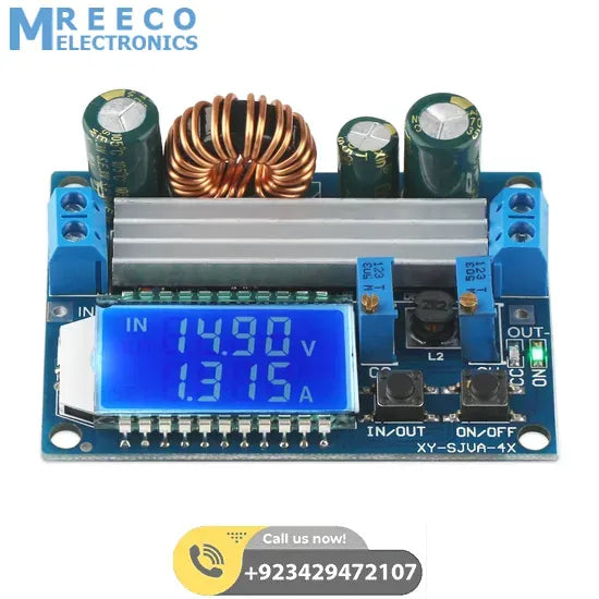 4A Buck-Boost Converter Module Adjustable Buck Boost Board With LCD Display - Front View