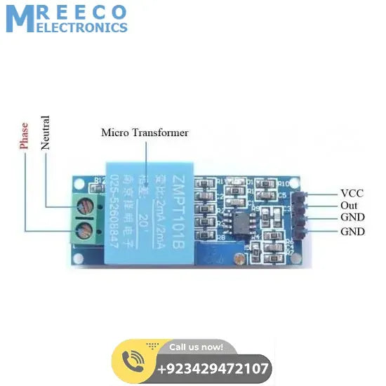 ZMPT Single Phase AC Voltage Sensor In Pakistan - Back View