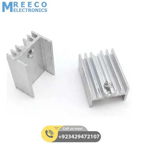 Silver Aluminium TO 220 Heat Sink with screw - Front View