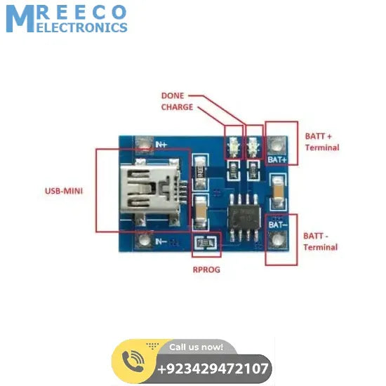 TP4056 1A LIPO Battery Charger Module - Back View