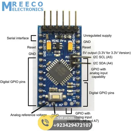 Arduino Pro Mini 3.3V 8Mhz ATMEGA328P in Pakistan - Back View