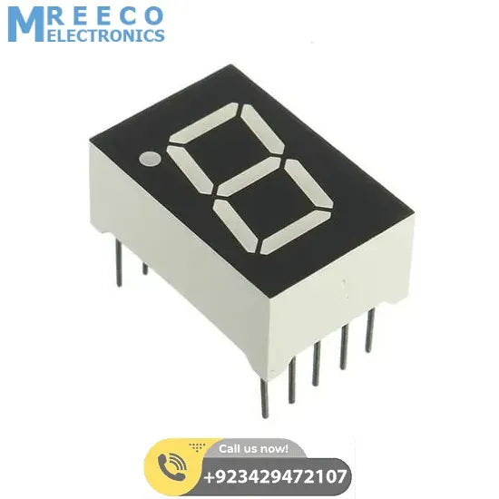 CA 1 Digit 7 Segment 0.7 Inch LED Common Anode Display - Front View