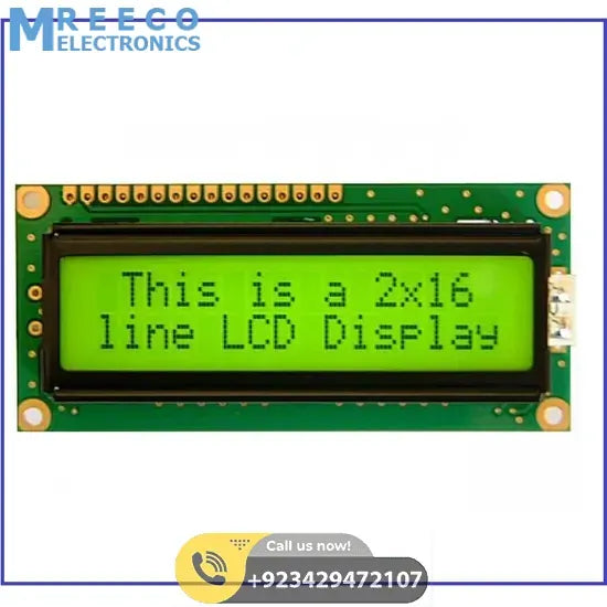 Green Color 1602 Character LCD Display 16x2 LCD Display - Side View
