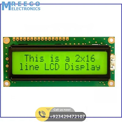 Green Color 1602 Character LCD Display 16x2 LCD Display - Side View