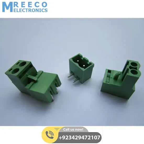 KF2EDG 5.08mm Pitch 2 Pin Connector PCB Mount Right Angle, Bent Screw Terminal - Side View