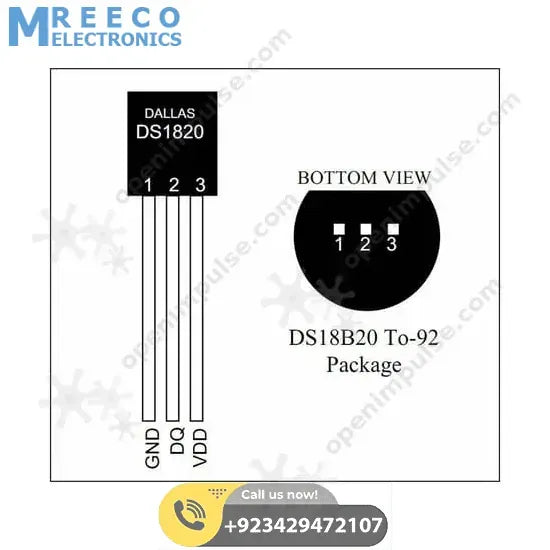 Temperature Sensor DS18B20 - Back View