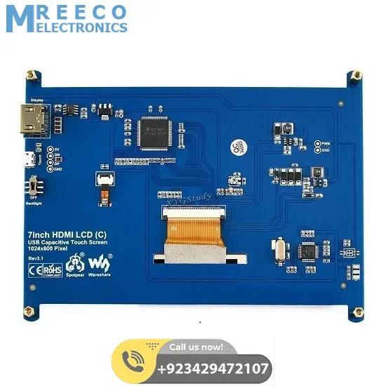 7 Inch HDMI Capacitive Touch LCD Screen For Raspberry - Back View