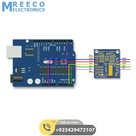 Real Time Clock DS1307 DS 1307 RTC I2C Module AT24C32 - Side View
