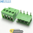 4 Pin Connector PCB Mount Right Angle, Bent Screw Terminal - Front View