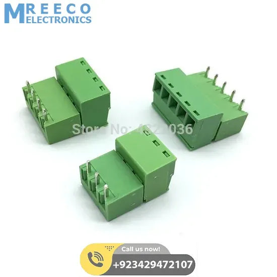 4 Pin Connector PCB Mount Right Angle, Bent Screw Terminal - Side View