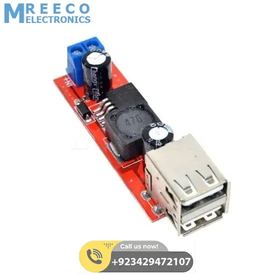 Vehicle Battery Charger 3A Dual USB Output LM2596 Buck Converter - Side View