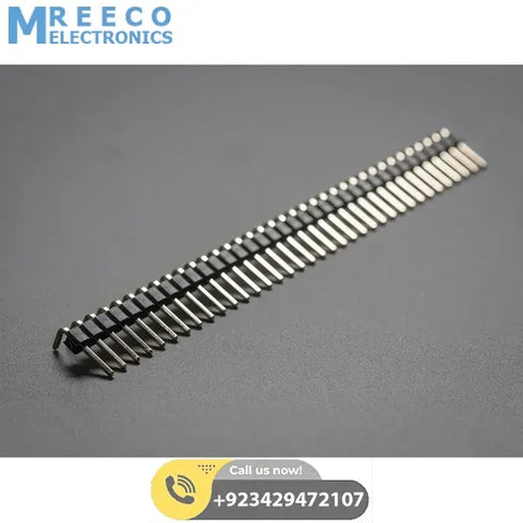 40 Pin 90 Degree Right Angle Male Header Break away Bent Header - Front View