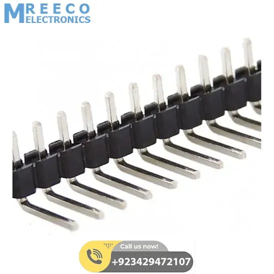 40 Pin 90 Degree Right Angle Male Header Break away Bent Header - Side View