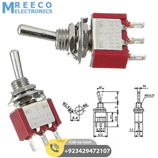 5A 3 Pin SPDT Toggle Switch SPDT ON OFF In Pakistan - Back View