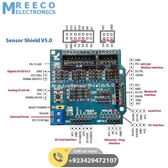 Arduino Sensor Shield V5 Expansion Board For Arduino - Back View