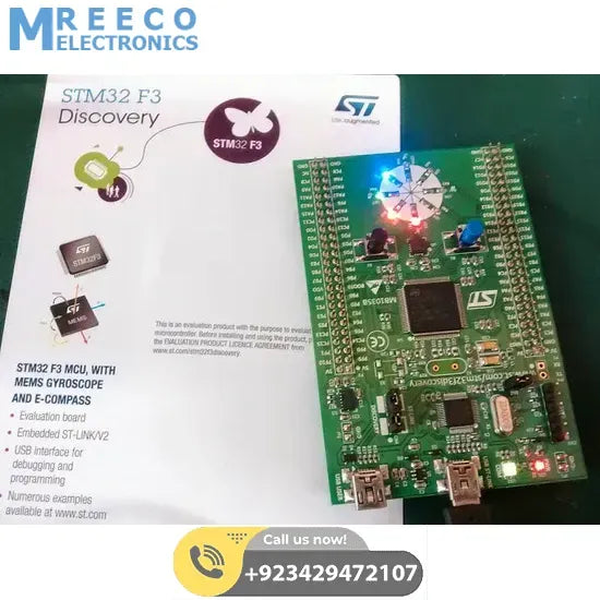 STM Discovery Kit STM32F3 STM32F303VC With Programming Cable - Angle View