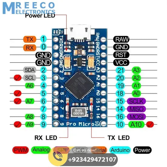 Arduino Pro Micro 5V 16M Atmega32u Rubber Ducky Rubberducky - Back View