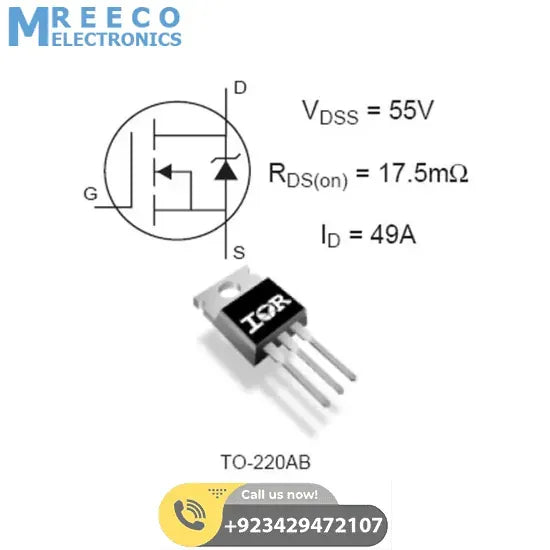 IRFZ44N POWER MOSFET refurb - Side View