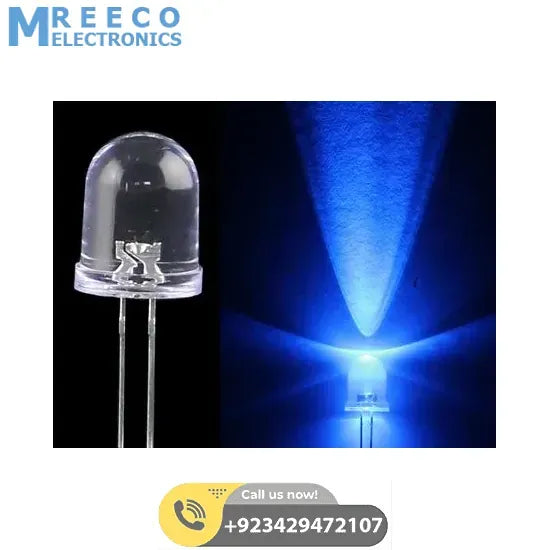 Large 10mm Blue LED crystal - Side View