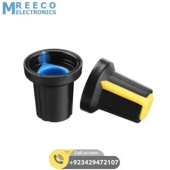 WH148 15X17mm 6mm Shaft Hole Plastic Potentiometer Amplifier Knob - Front View