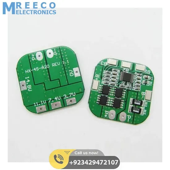 Battery Protection Board 4S 20A 14.8V BMS For 18650 Lithium Ion Cells HX-4S-A20 - Front View
