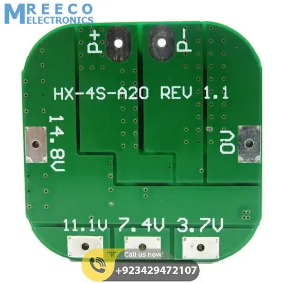 Battery Protection Board 4S 20A 14.8V BMS For 18650 Lithium Ion Cells HX-4S-A20 - Back View