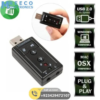 7.1 Channel USB External Sound Adapter - Side View