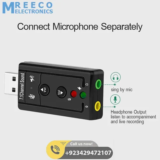 7.1 Channel USB External Sound Adapter - Angle View