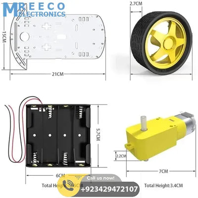 ORIGNAL IMPORTED 2WD Smart Robot Car Chassis Kit - Side View