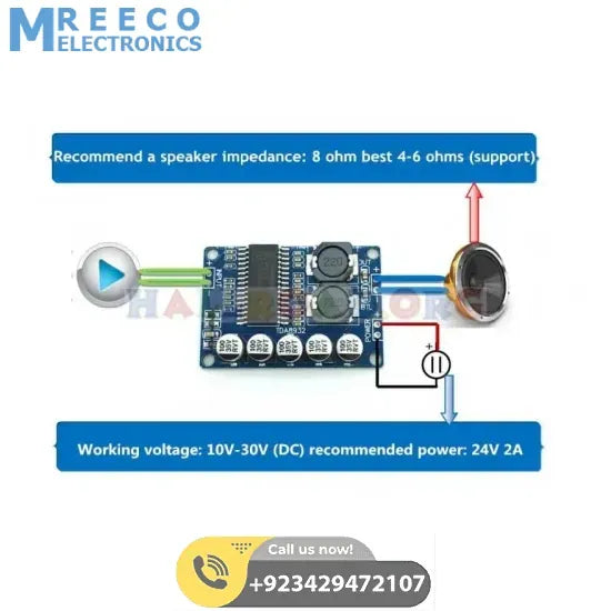 35W Digital Amplifier Board TDA8932 Mono Audio Power Amplifier Module Low Power Consumption - Front View