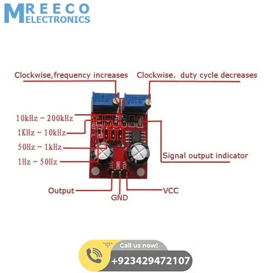 NE555 Pulse Frequency Duty Cycle Adjustable Module Square Wave Signal Generator - Display View